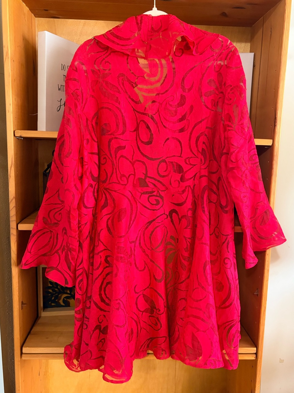 Vintage IC by Connie K Red Burnout Lace Ruffle Cover Up Size XXL Plus Size Y2K - Picture 3 of 7